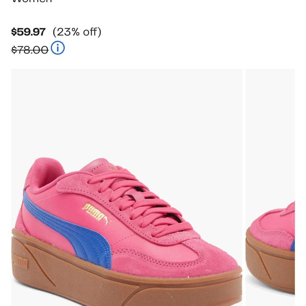 Puma Womens Pink and Blue Platform Sneakers